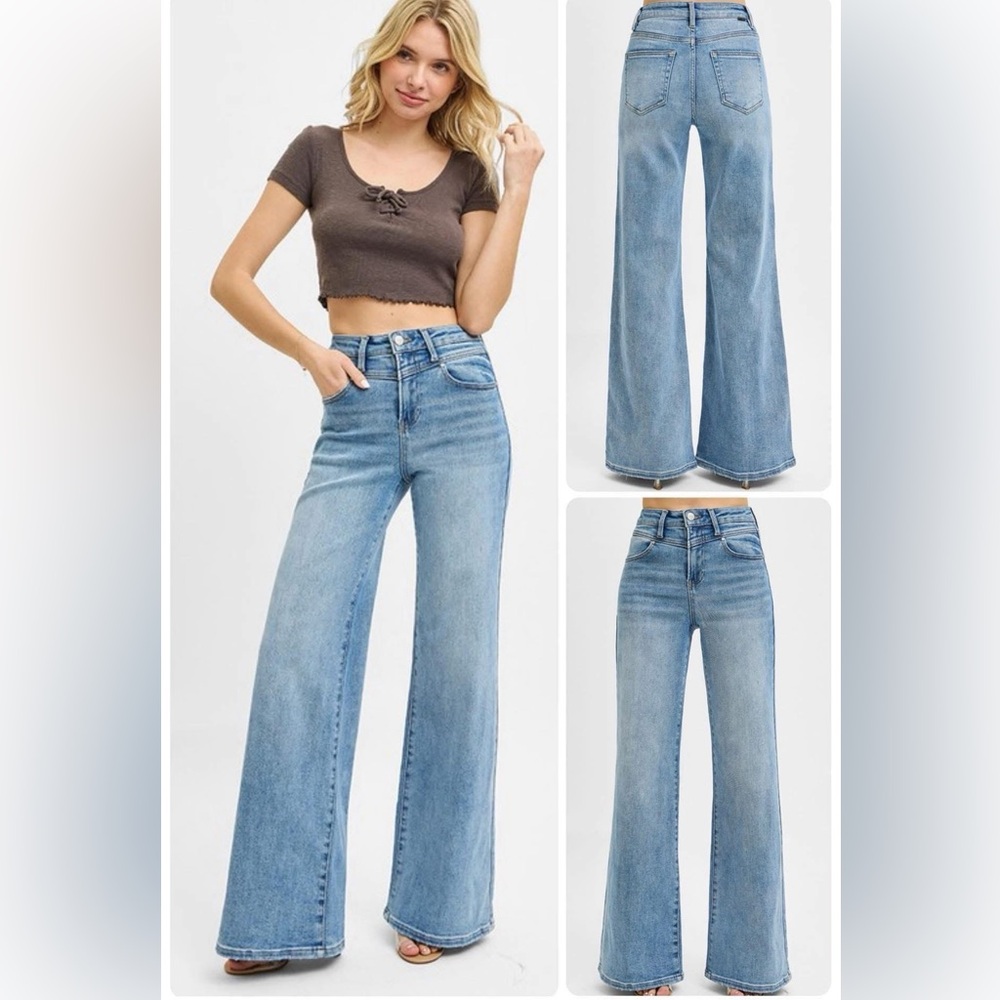 Risen stretch high waist wide leg Women's Jeans NWT